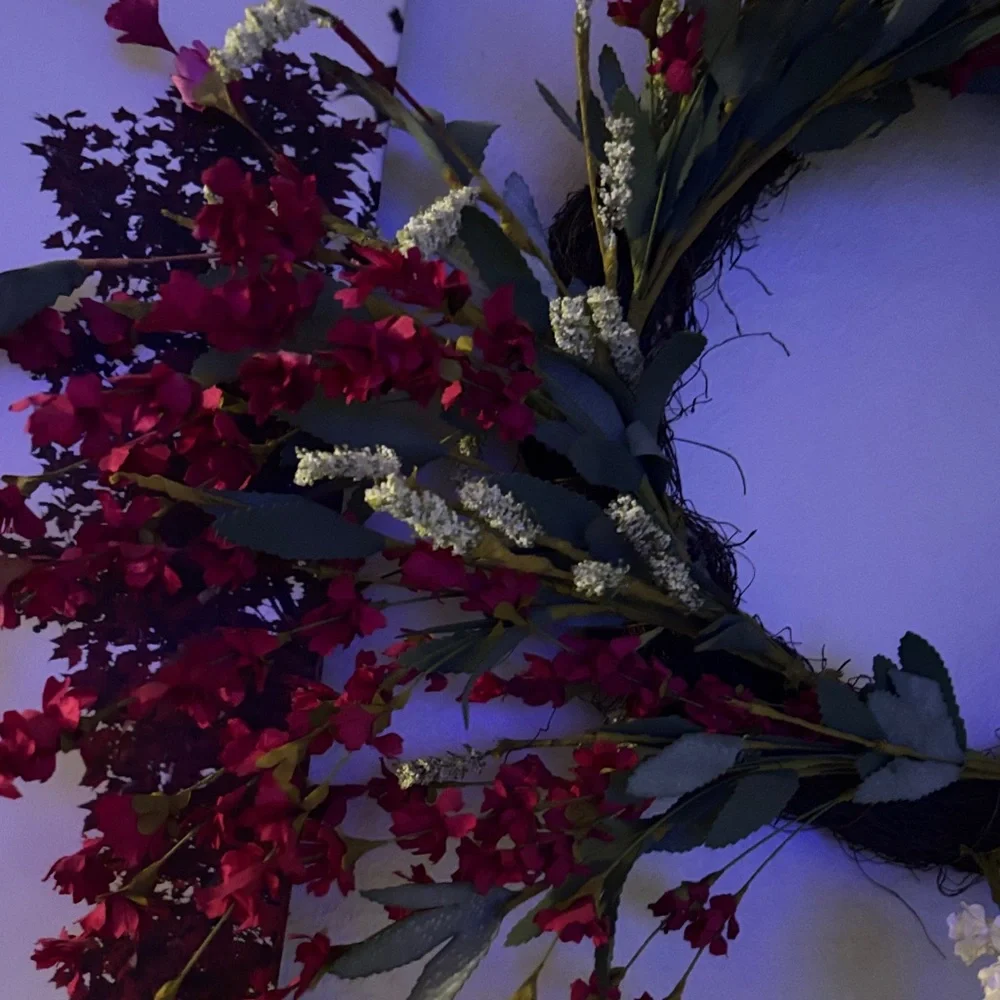 Handcrafted Red & White Floral Holiday Wreath